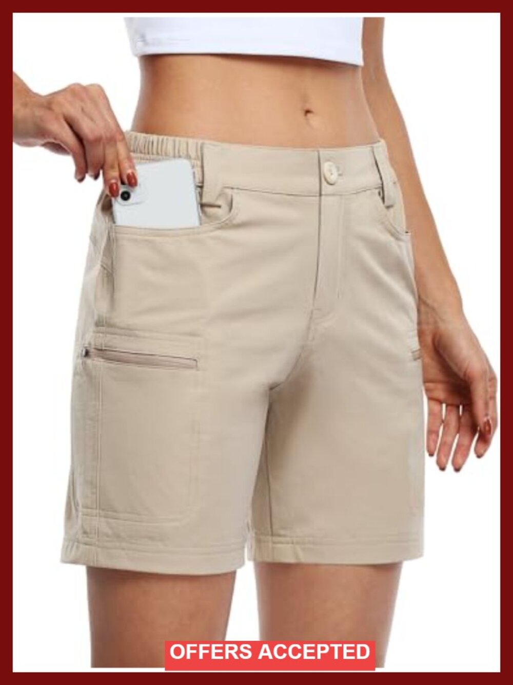 Women's 7" Hiking Cargo Shorts 4-Way Stretch Quick Dry UPF50 Water Resistant